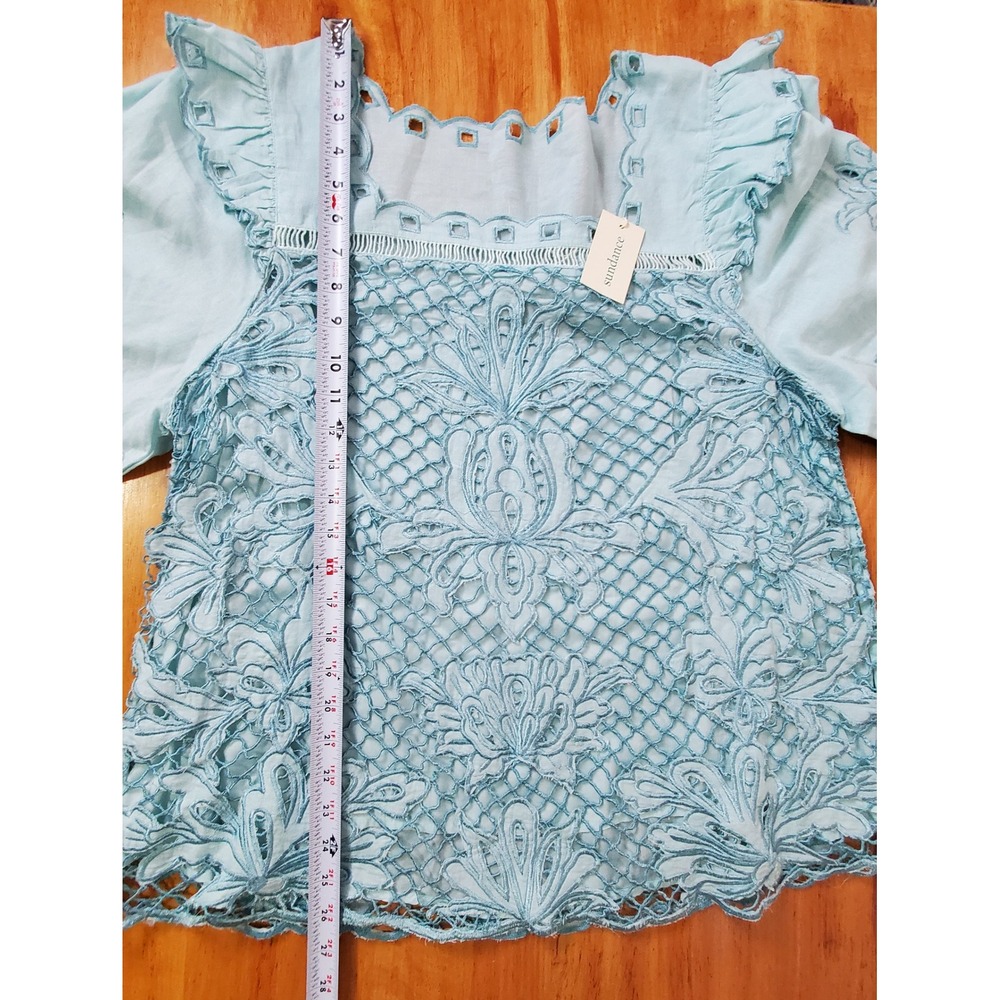 NWT Sundance Altai Gatherings Eyelet Lace Boho‎ Embroidered Cutout Blue Linen XL - Picture 5 of 8